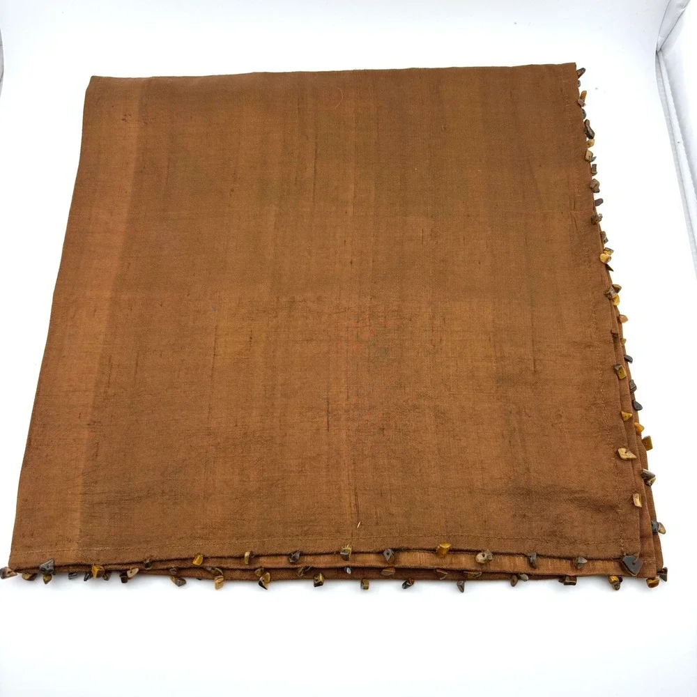 Kim Seybert NYC Brown 100% Silk Napkins‎ with Stone Trim Set of 4 1490AM